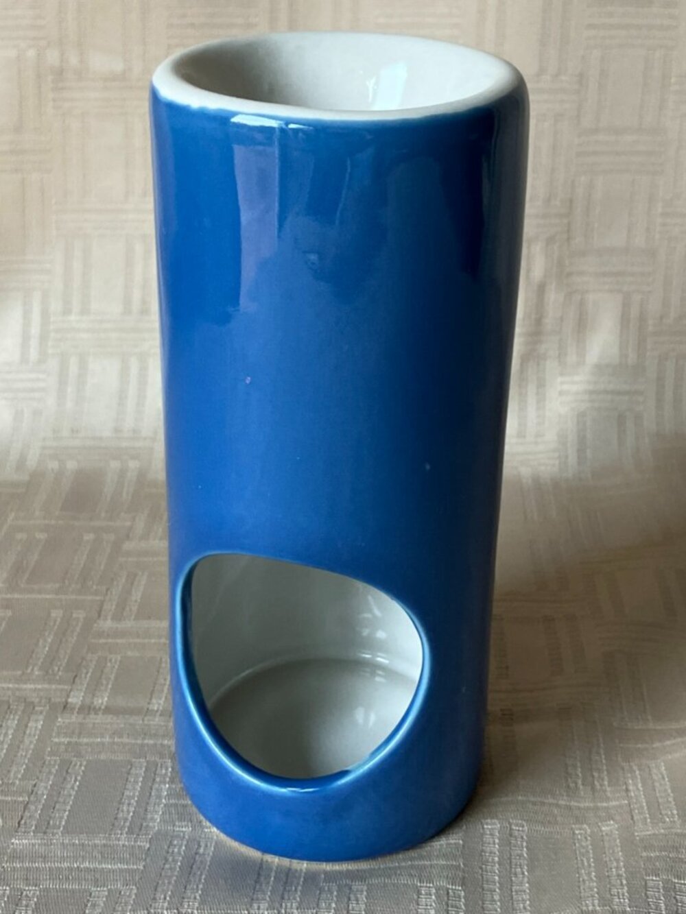 Blue Ceramic Wax Melt Warmer Tea Light Candle Oil Burner Pillar Cylinder - Picture 2 of 8